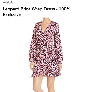 AQUA Pink Leopard Print Wrap Dress